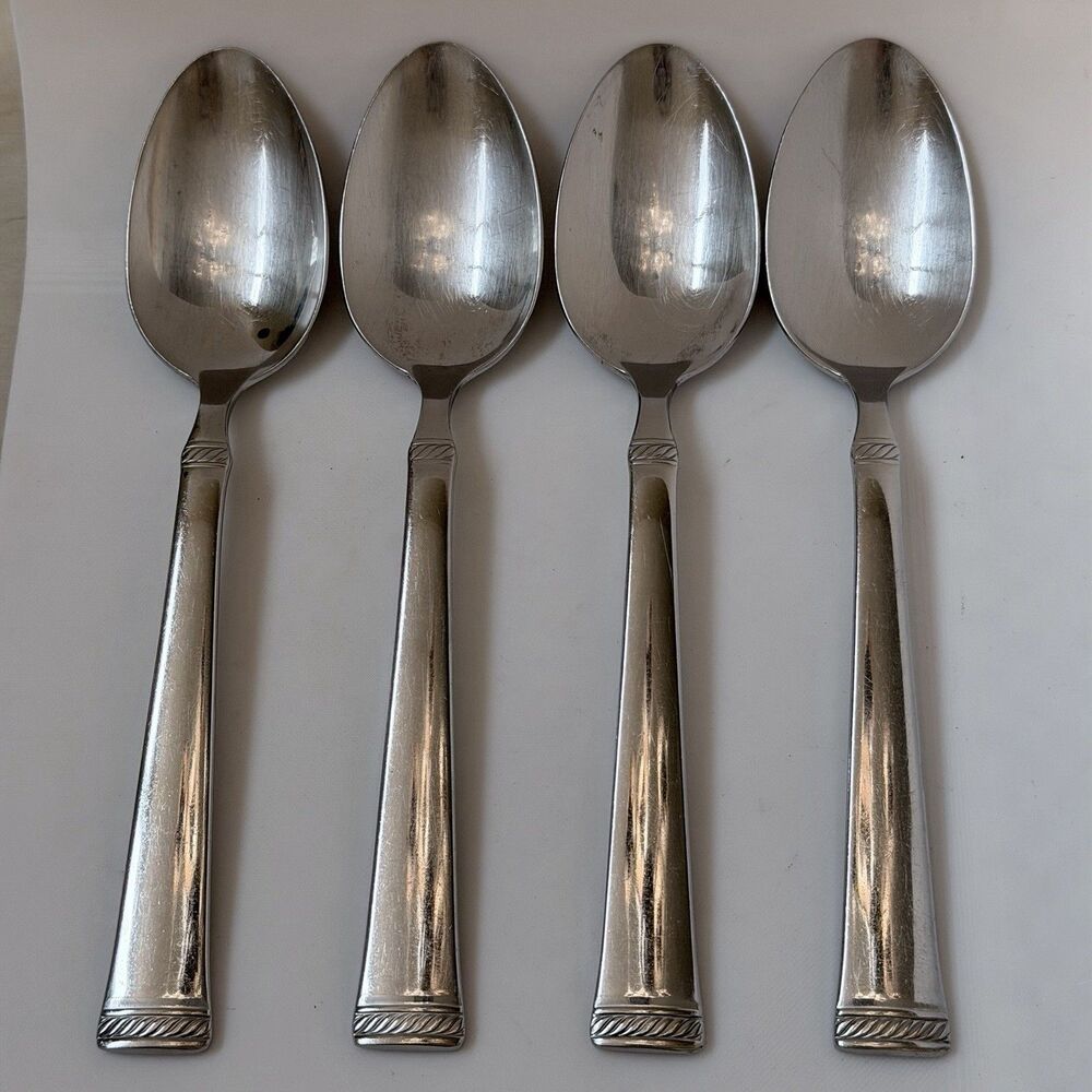 Mikasa Rope 4pc Soup Spoon 7 7/8 in Stainless 18/10 Rope Band Tip & Heel